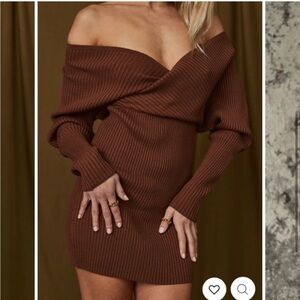 12th Tribe Bleecker Mini Sweater Dress in Rust Brown. Size Small NWT!